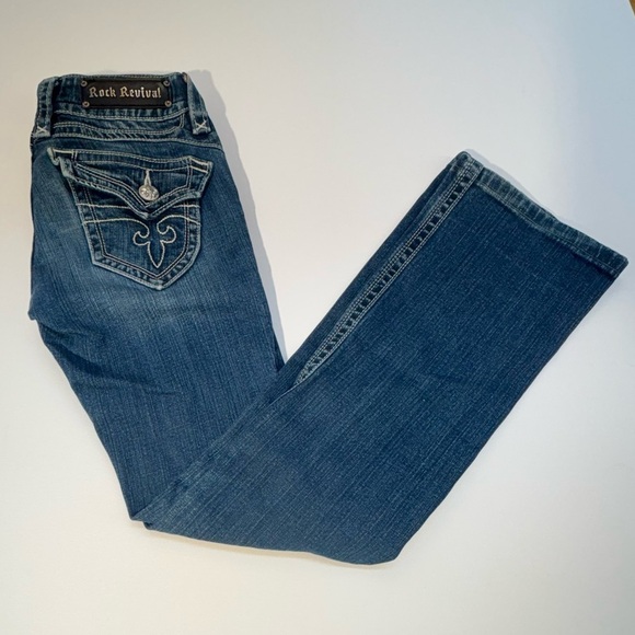Rock Revival Chrissie Bootcut Jeans Womens 27 Y2K Embellished Bling - Picture 2 of 10
